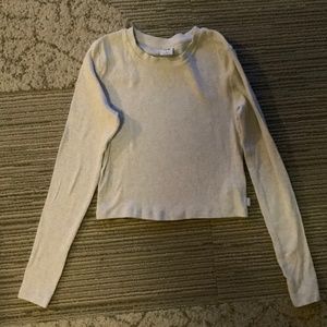TNA Ribbed Cropped Long-sleeve - Size Small - Color Heather Gray